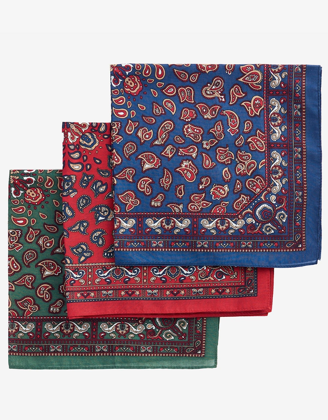 Paisley Hankies Boxed Set - Red/Green/Navy