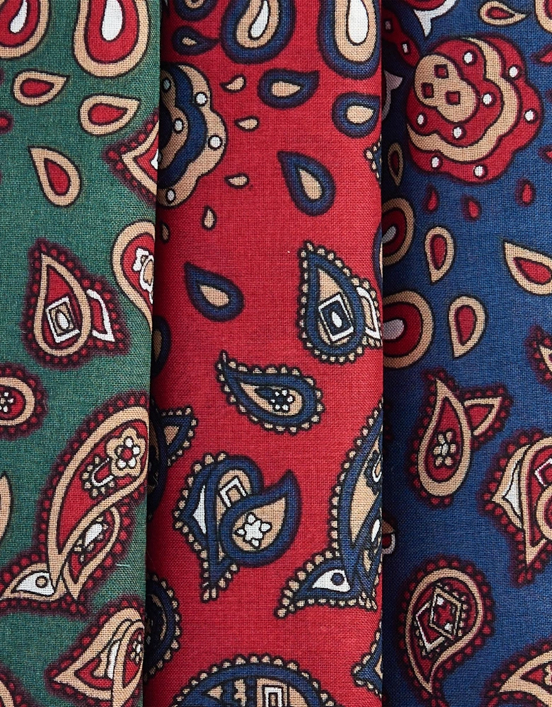 Paisley Hankies Boxed Set - Red/Green/Navy