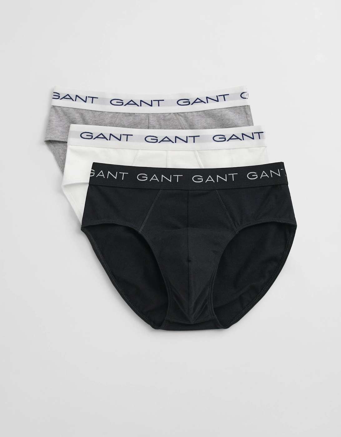 Gant Men's Black 3-Pack Logo Waistband Briefs - 94 Light Grey Melange - Size 35/34/32