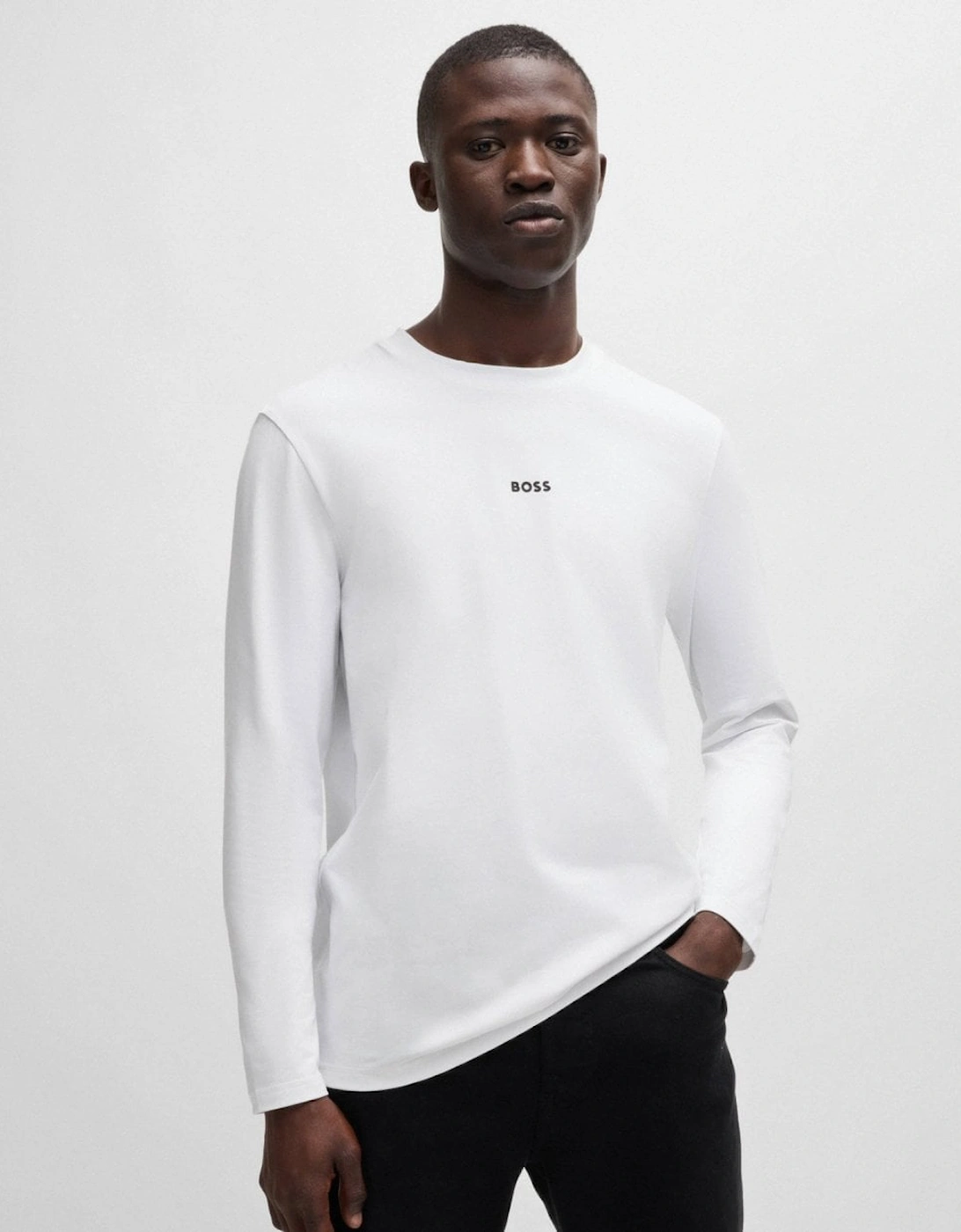 BOSS Orange Tchark Mens Long Sleeve Stretch Cotton T-Shirt
