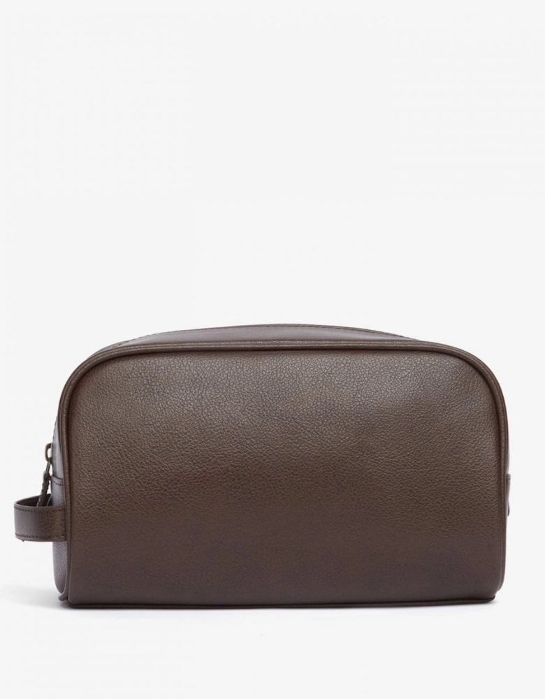 Mens Leather Washbag - Dark Brown