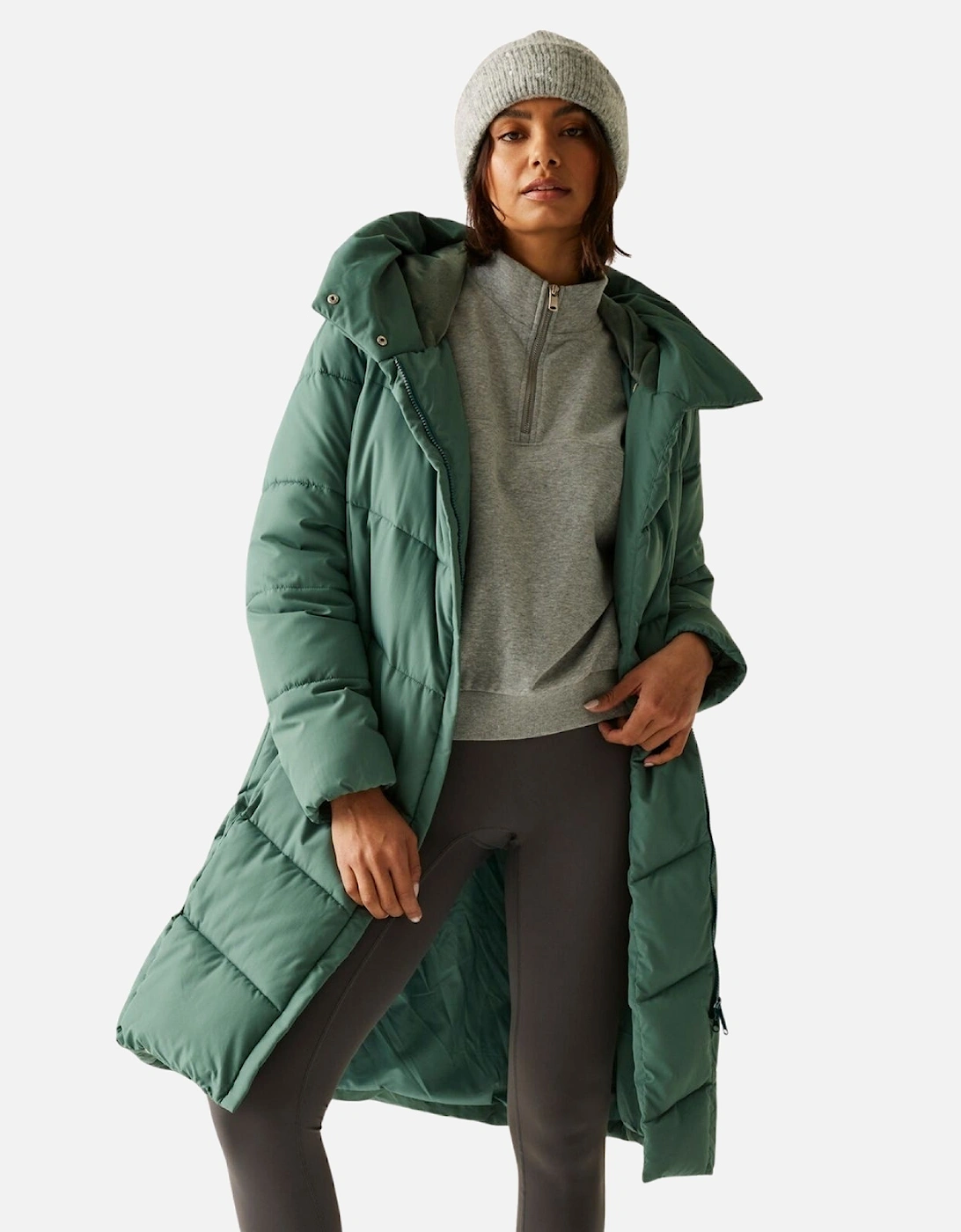 Womens Nurie Longline Hooded Padded Jacket, 2 of 1