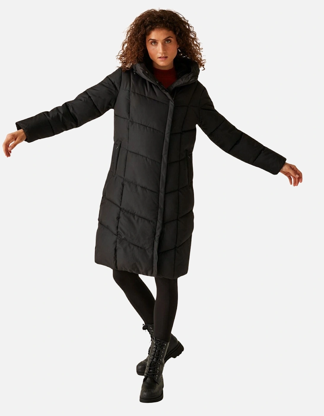 Womens Nurie Longline Hooded Padded Jacket, 2 of 1