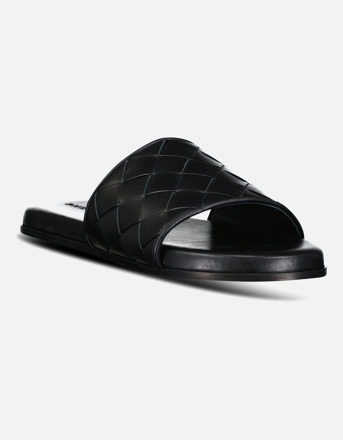 Leather Slides in Black