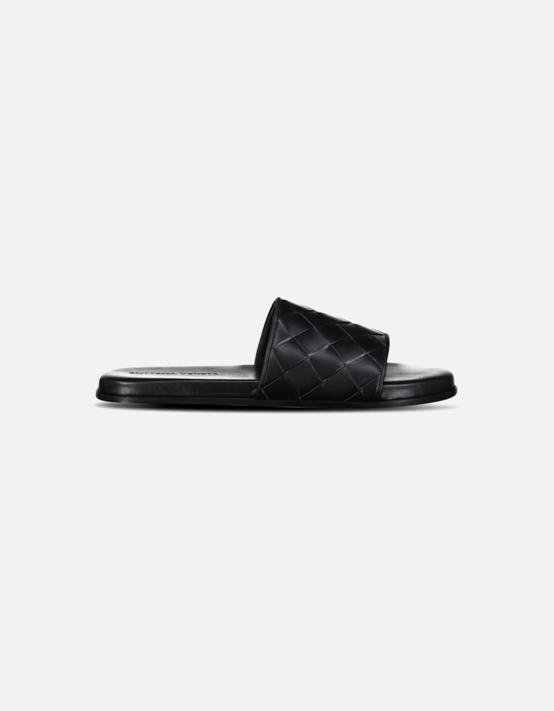 Leather Slides in Black