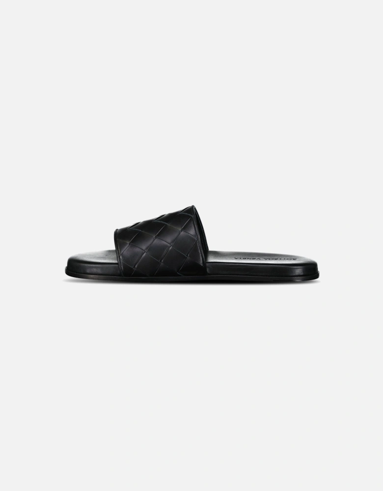 Leather Slides in Black