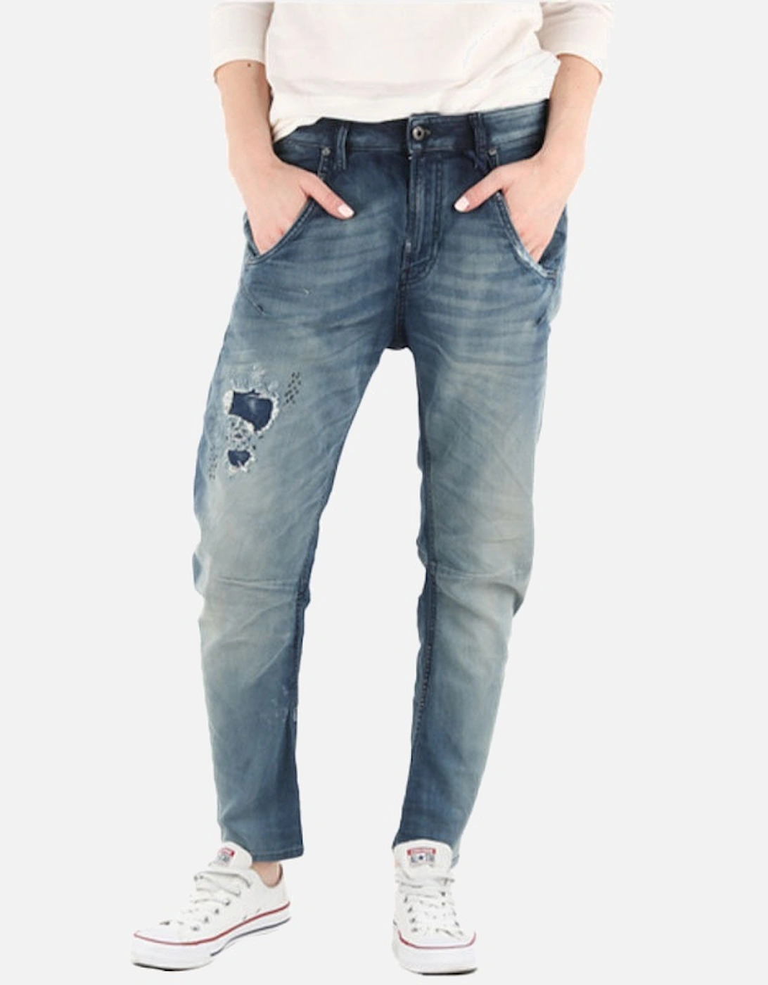 FAYZA-NE 0672F Womens Denim Jogg Jeans Blue Tapered Leg Stretch Pants NEW, 7 of 6