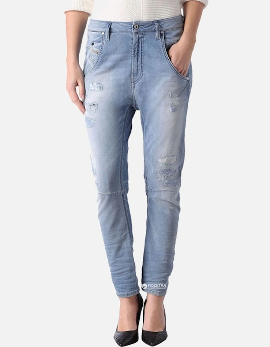 FAYZA-NE 0673M Womens Denim Jogg Jeans Tapered Leg Stretch Pants Fade New, 8 of 7