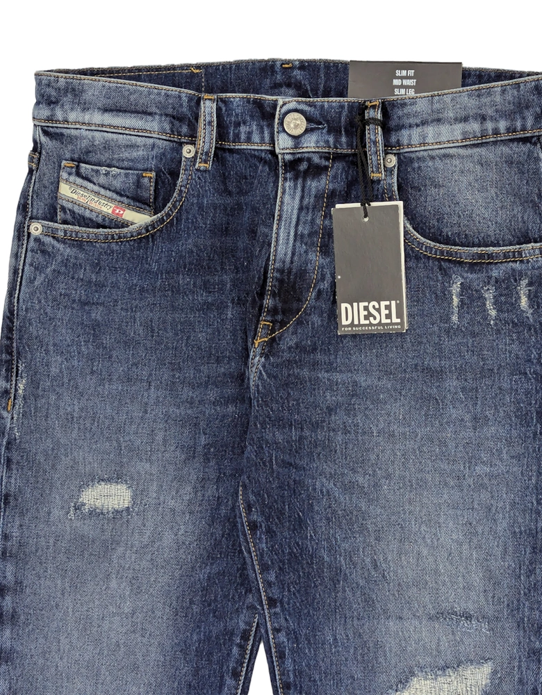2019 D-STRUKT-R Mens Denim Jeans Slim Fit Mid Waist Cotton Workwear Pants