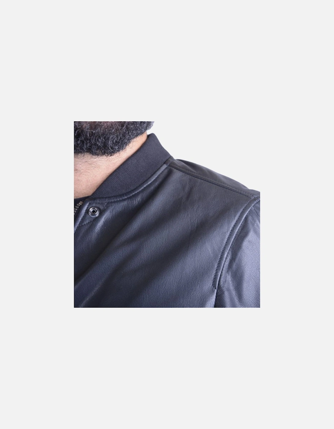 L PARKER Mens Bomber Jacket Black Zipped Casual Quilted Leather Jacket