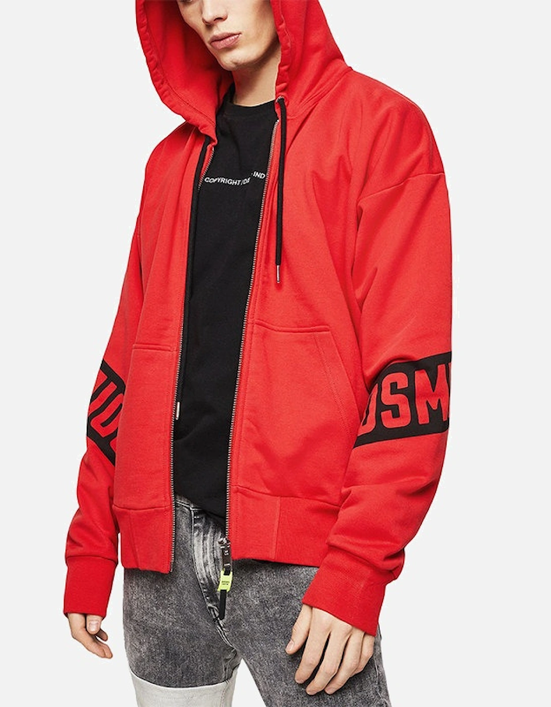 S ALBY ZIP FELPA Men Hoodies Full Zip Red Top Casual Hooded Sweatshirt XS