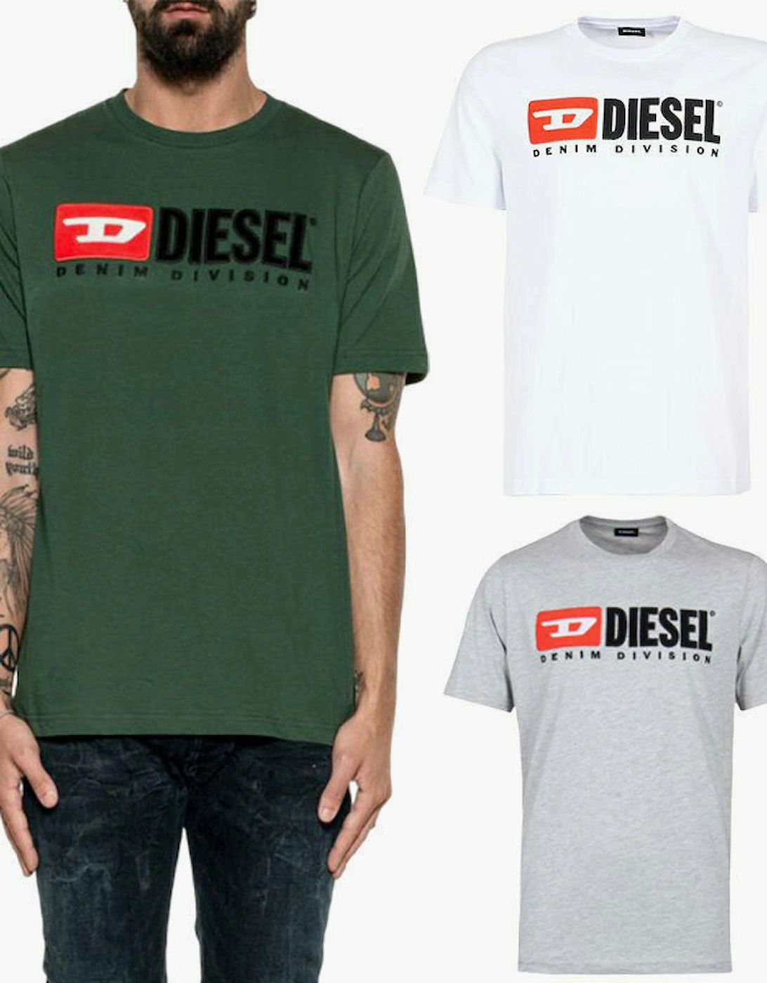 Diesel Men's Green T Just Division T Shirt Short Sleeve Crew Neck Casual Cotton Tee  36 S