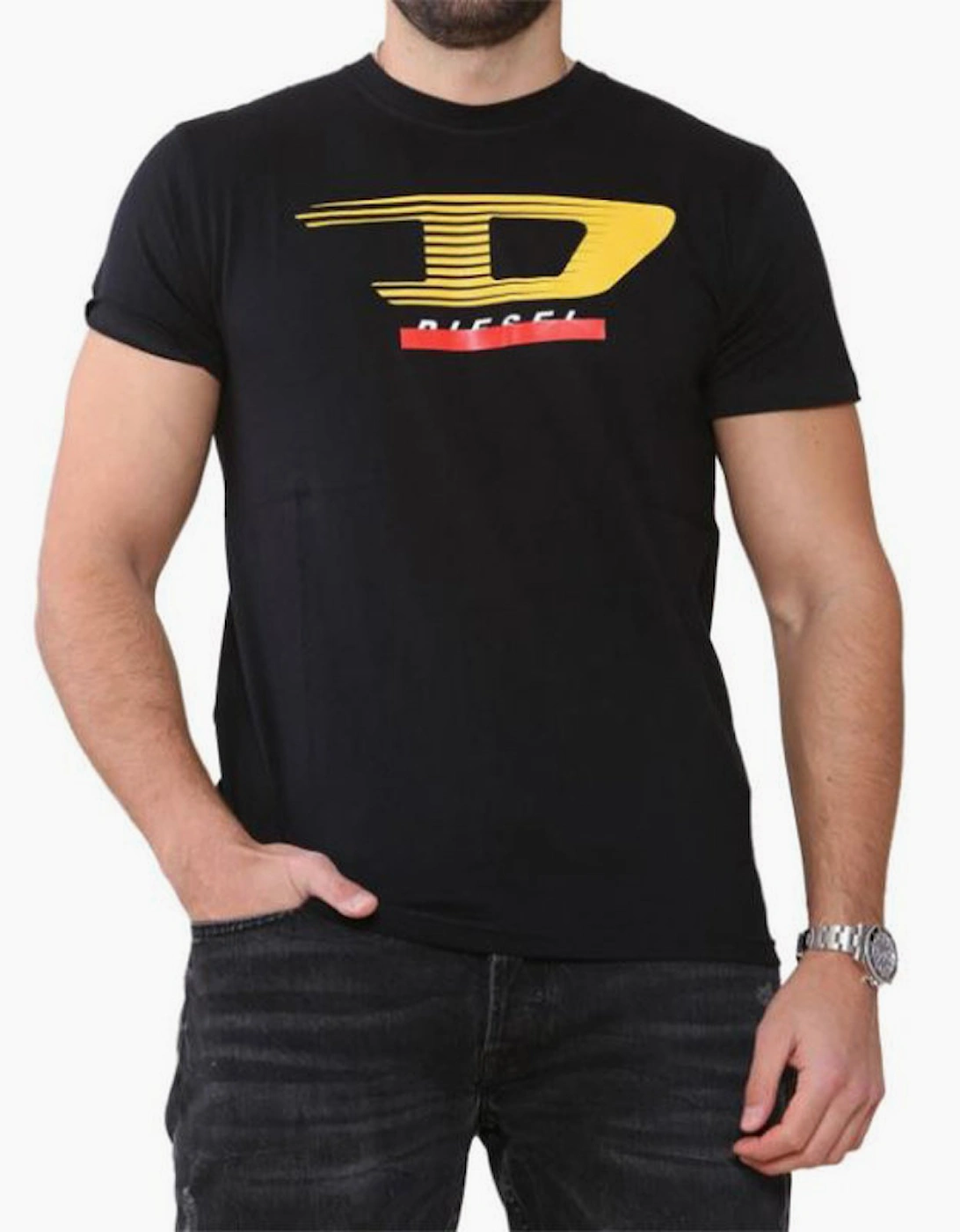 Diesel DIESEL T JUST Y4 Mens T Shirt Crew Neck Short Sleeve Casual Cotton Tee - Black