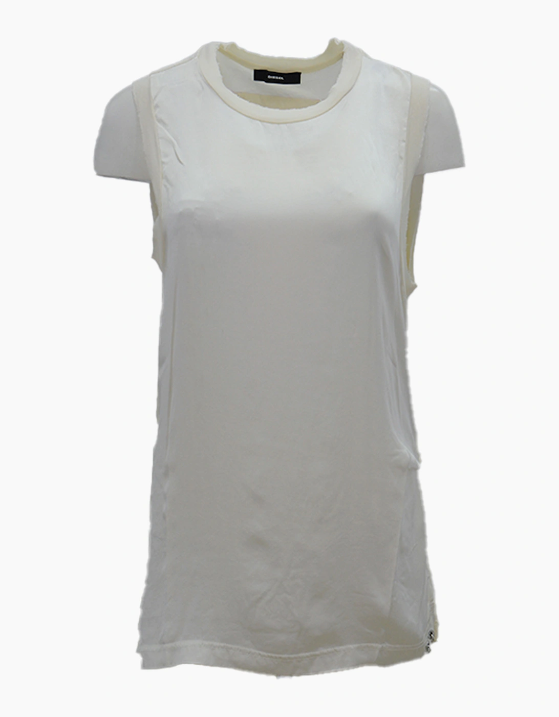 Women's DIESEL T HEIKA Womens Dress T-Shirt Vest Round Neck Sleeveless Casual Tank Top - Cream - Size: 14