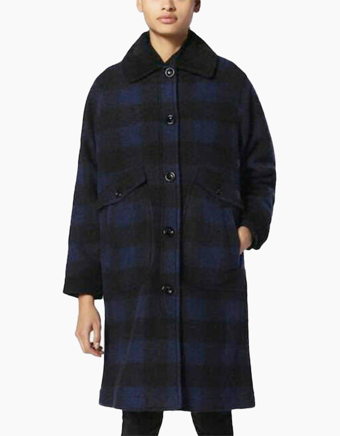 Women's DIESEL W-Dana Womens Waistcoat Single Breasted Trench XXS S L Blue Buffalo Check - Size: S