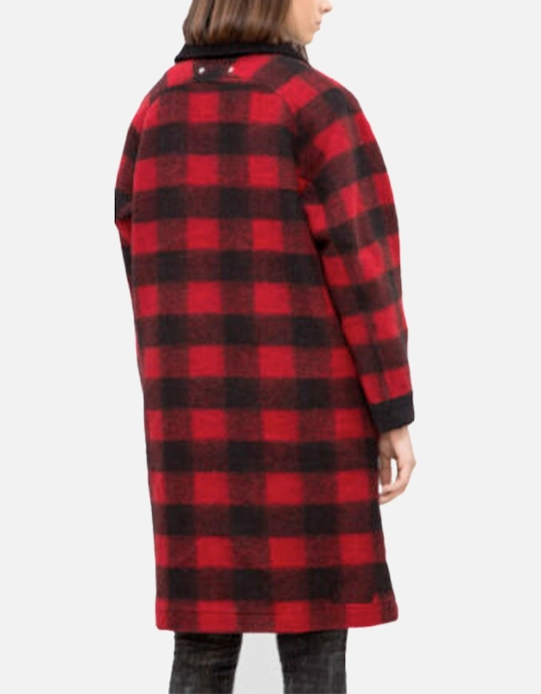 W-Dana Womens Waistcoat Single Breasted Trench XS S Red Buffalo Check