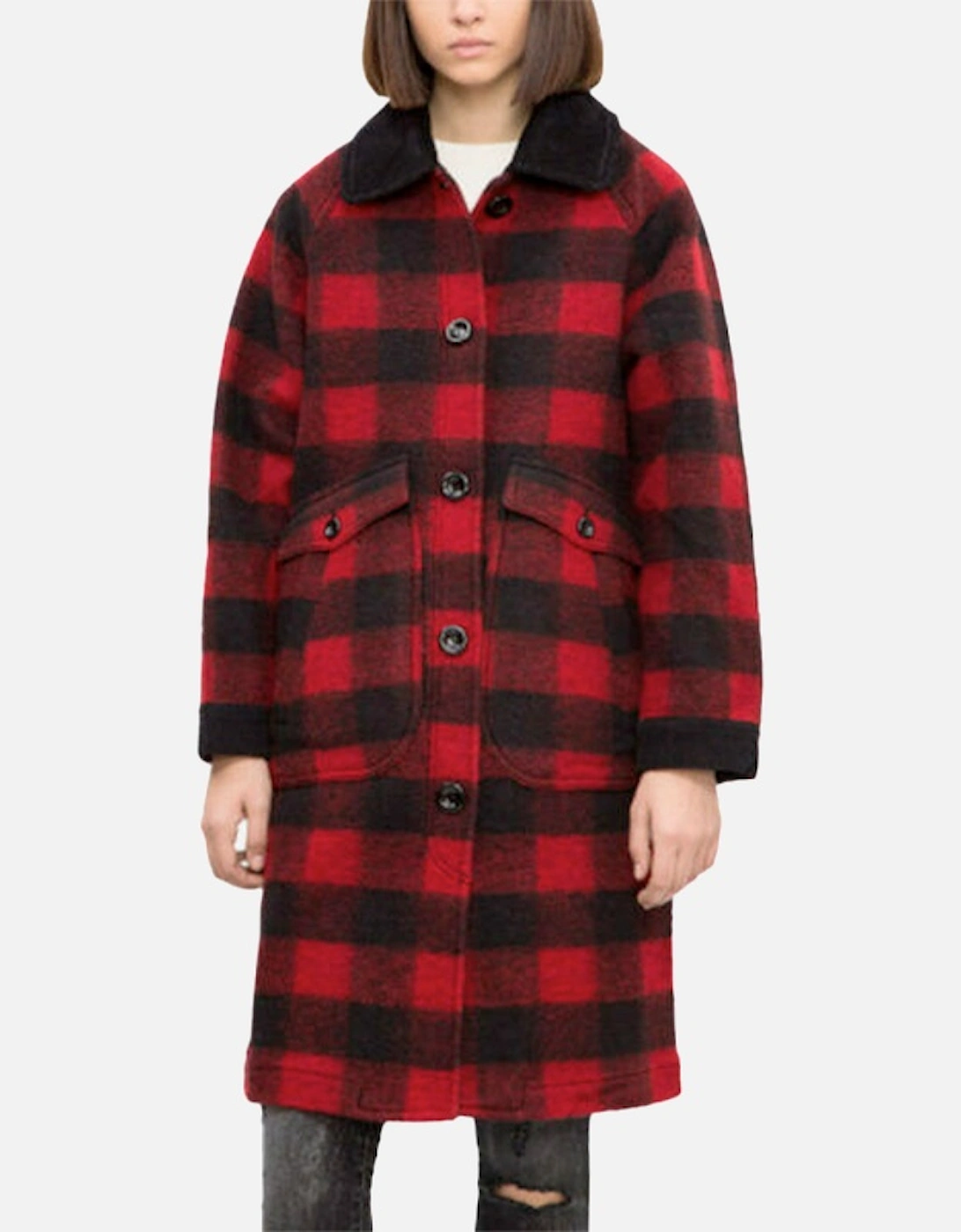W-Dana Womens Waistcoat Single Breasted Trench XS S Red Buffalo Check, 5 of 4