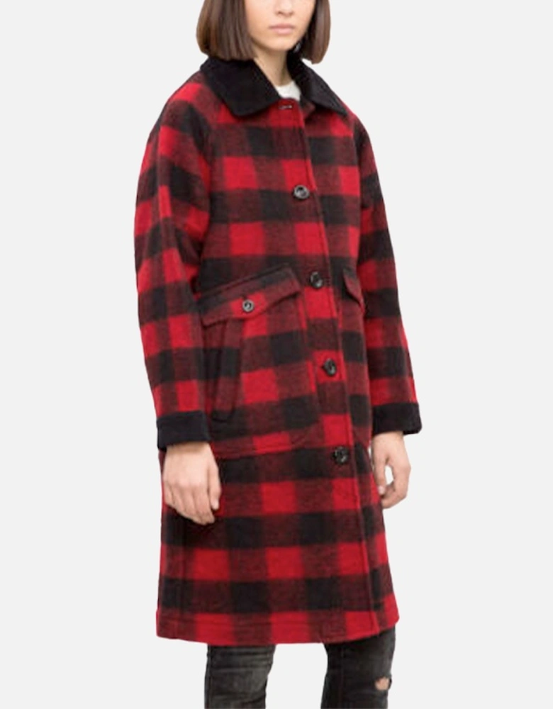 W-Dana Womens Waistcoat Single Breasted Trench XS S Red Buffalo Check