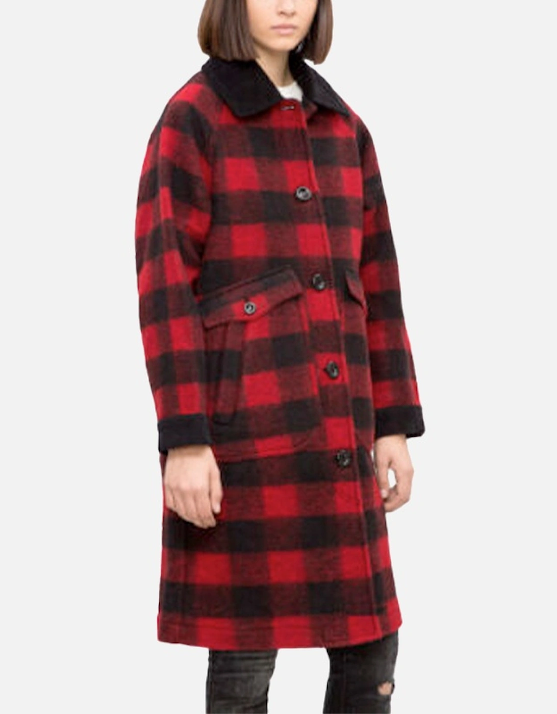 W-Dana Womens Waistcoat Single Breasted Trench XS S Red Buffalo Check