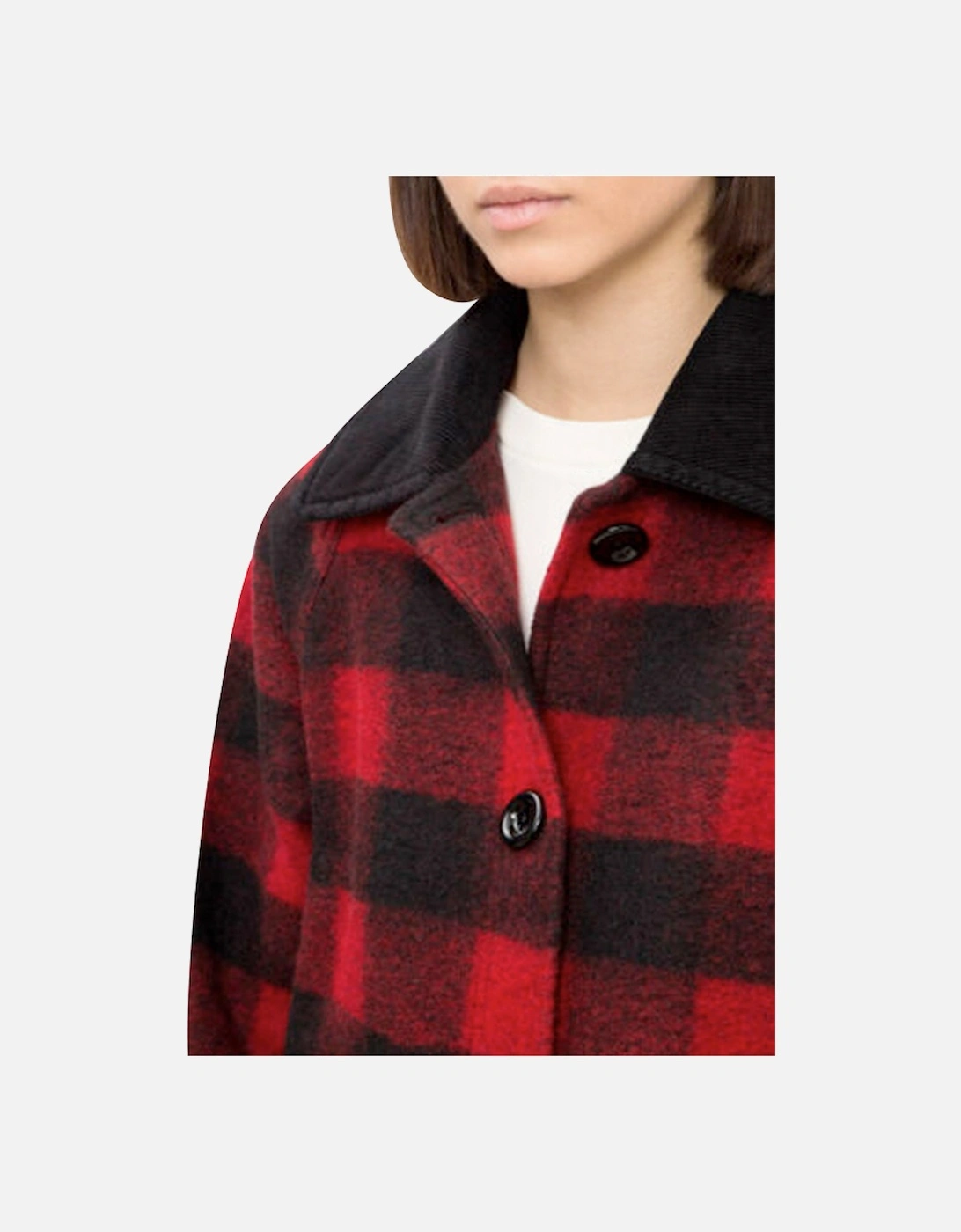 W-Dana Womens Waistcoat Single Breasted Trench XS S Red Buffalo Check