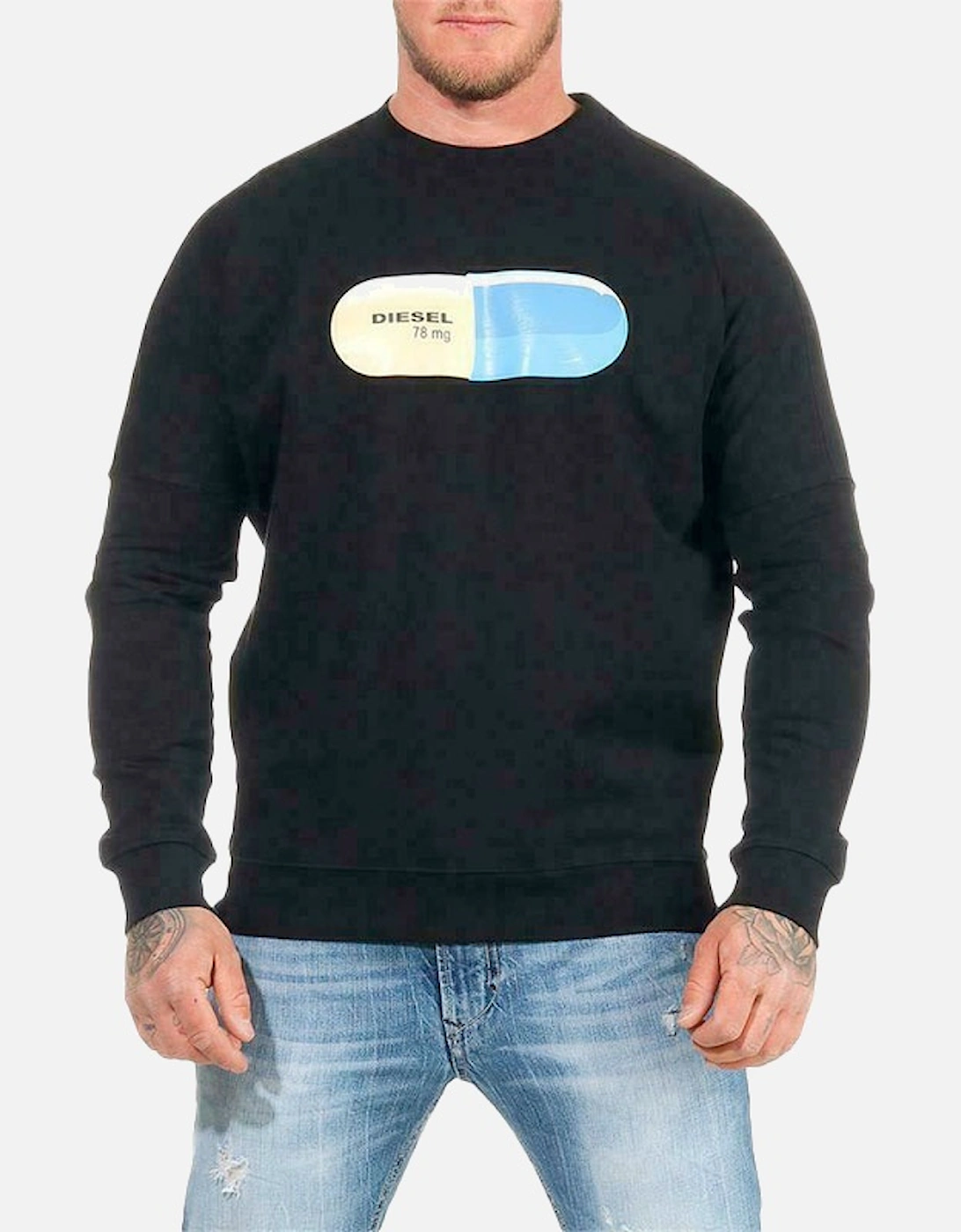 S KALB QA FELPA Mens Sweatshirt Crew Neck Pullover Black Over Size Jumper, 4 of 3
