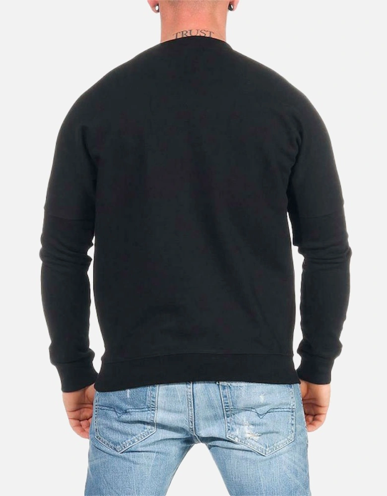 S KALB QA FELPA Mens Sweatshirt Crew Neck Pullover Black Over Size Jumper
