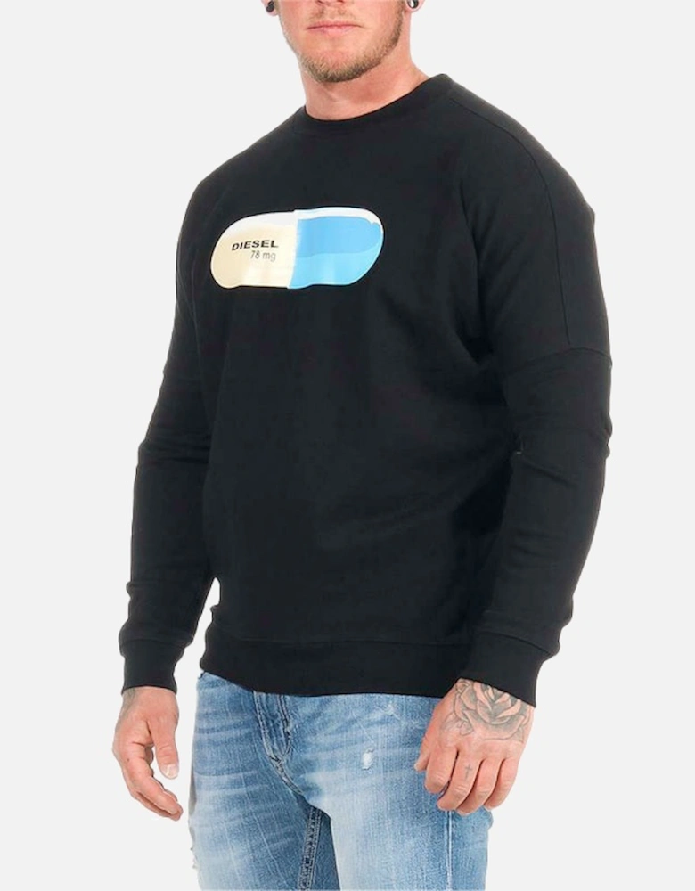 S KALB QA FELPA Mens Sweatshirt Crew Neck Pullover Black Over Size Jumper