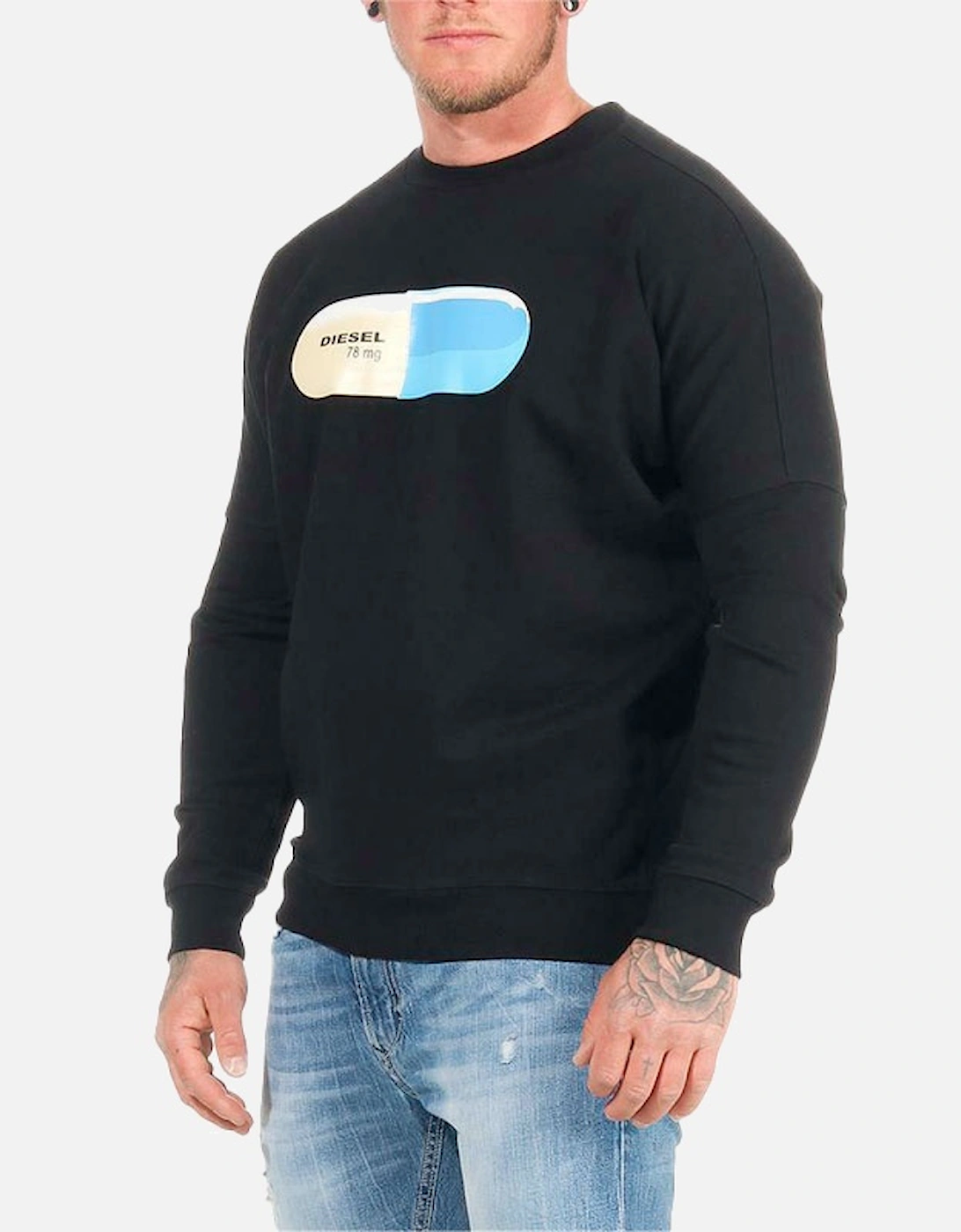 S KALB QA FELPA Mens Sweatshirt Crew Neck Pullover Black Over Size Jumper