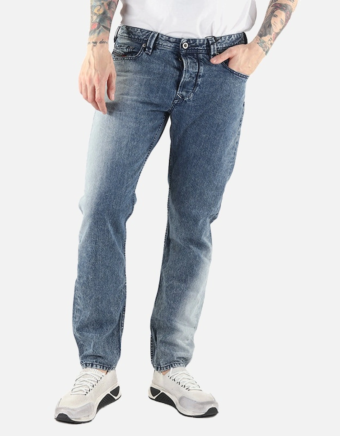 LARKEE-BEEX-SP 084MH Mens Denim Jeans Regular Fit Tapered Casual Denim, 8 of 7