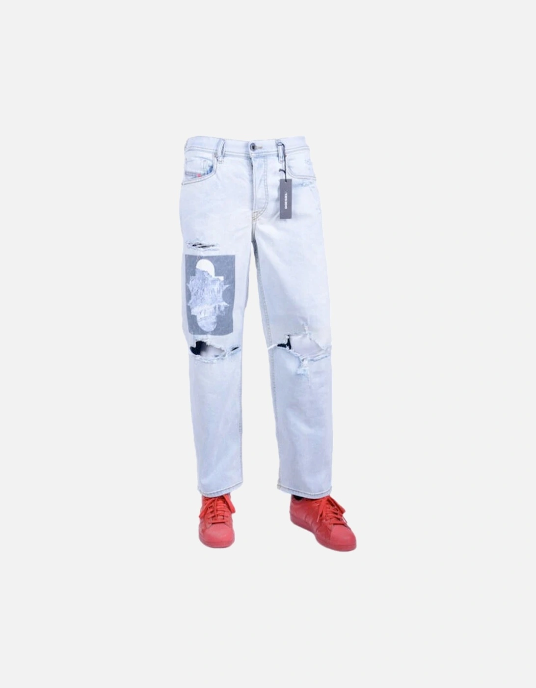 DAGH 084QZ Mens Denim Jeans Stretch Faded Regular Fit Straight Pant Italy, 4 of 3