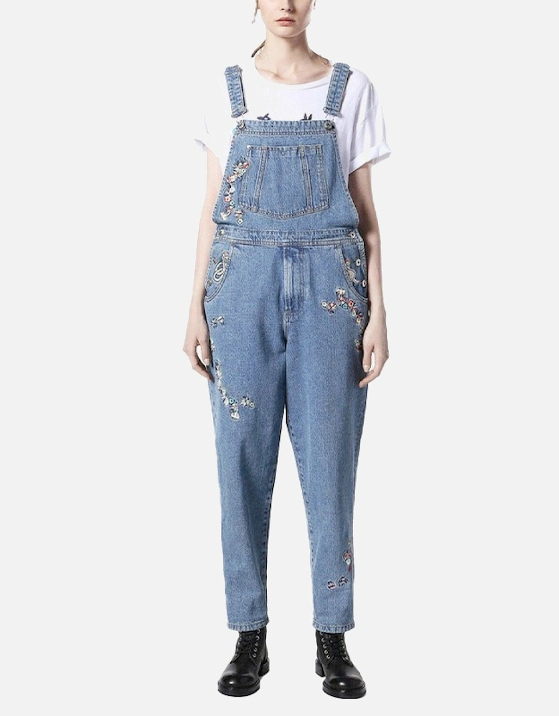DE PARKER Womens Full Length Denim Dungarees Ladies Slim Jeans Jumpsuit, 6 of 5