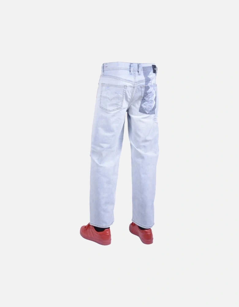 DAGH 084QZ Mens Denim Jeans Stretch Faded Regular Fit Straight Pant Italy