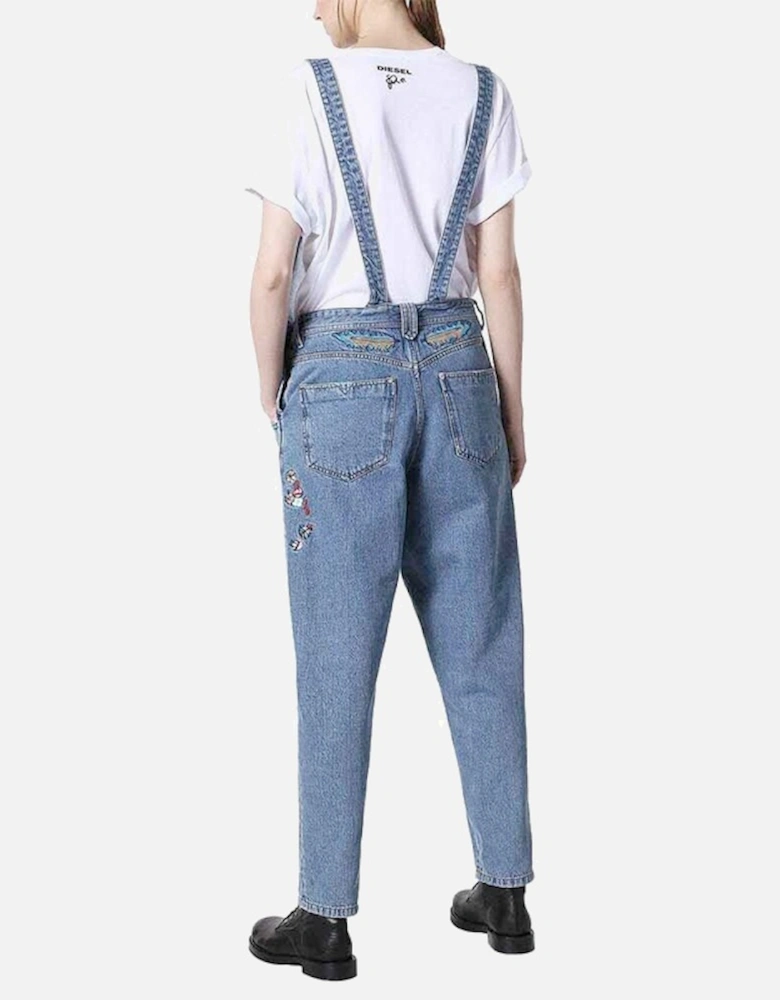 DE PARKER Womens Full Length Denim Dungarees Ladies Slim Jeans Jumpsuit