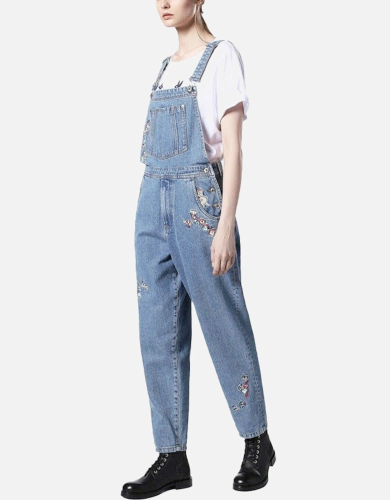 DE PARKER Womens Full Length Denim Dungarees Ladies Slim Jeans Jumpsuit