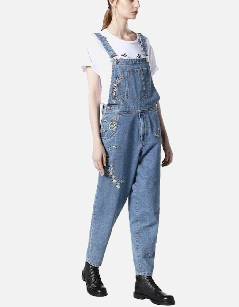 DE PARKER Womens Full Length Denim Dungarees Ladies Slim Jeans Jumpsuit