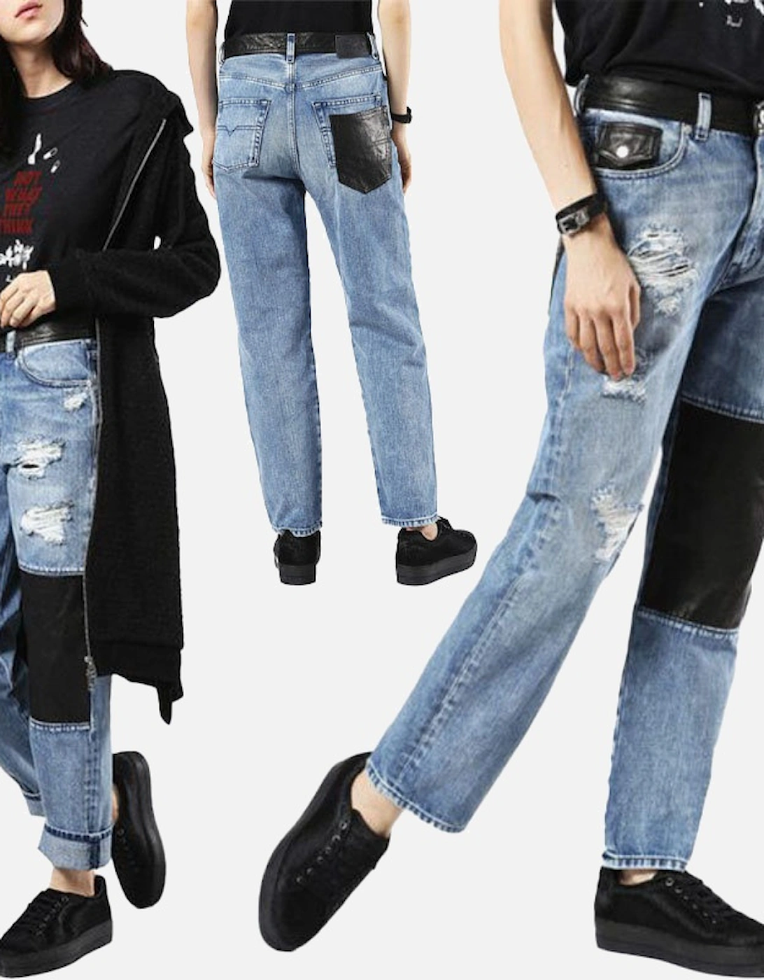 DE MYKI 0076E Womens Denim Jeans Trousers Distressed Faded Straight, 8 of 7