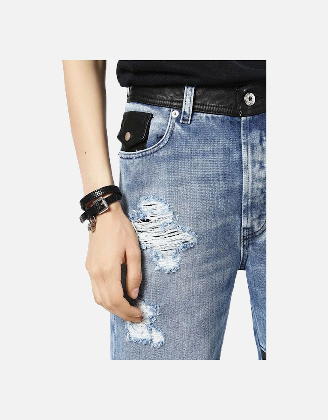 DE MYKI 0076E Womens Denim Jeans Trousers Distressed Faded Straight