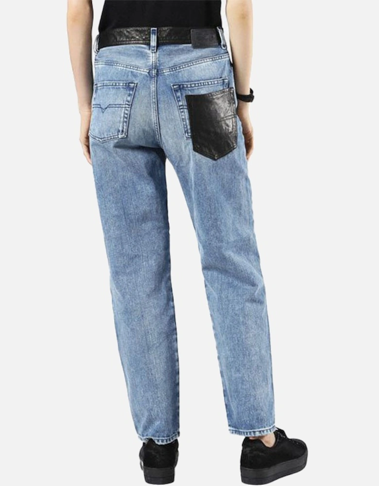 DE MYKI 0076E Womens Denim Jeans Trousers Distressed Faded Straight
