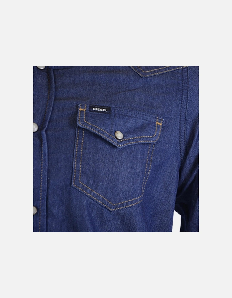 NEW SONORA E 0BAMP Mens Denim Shirt Long Sleeve Casual Plain Blue Shirt