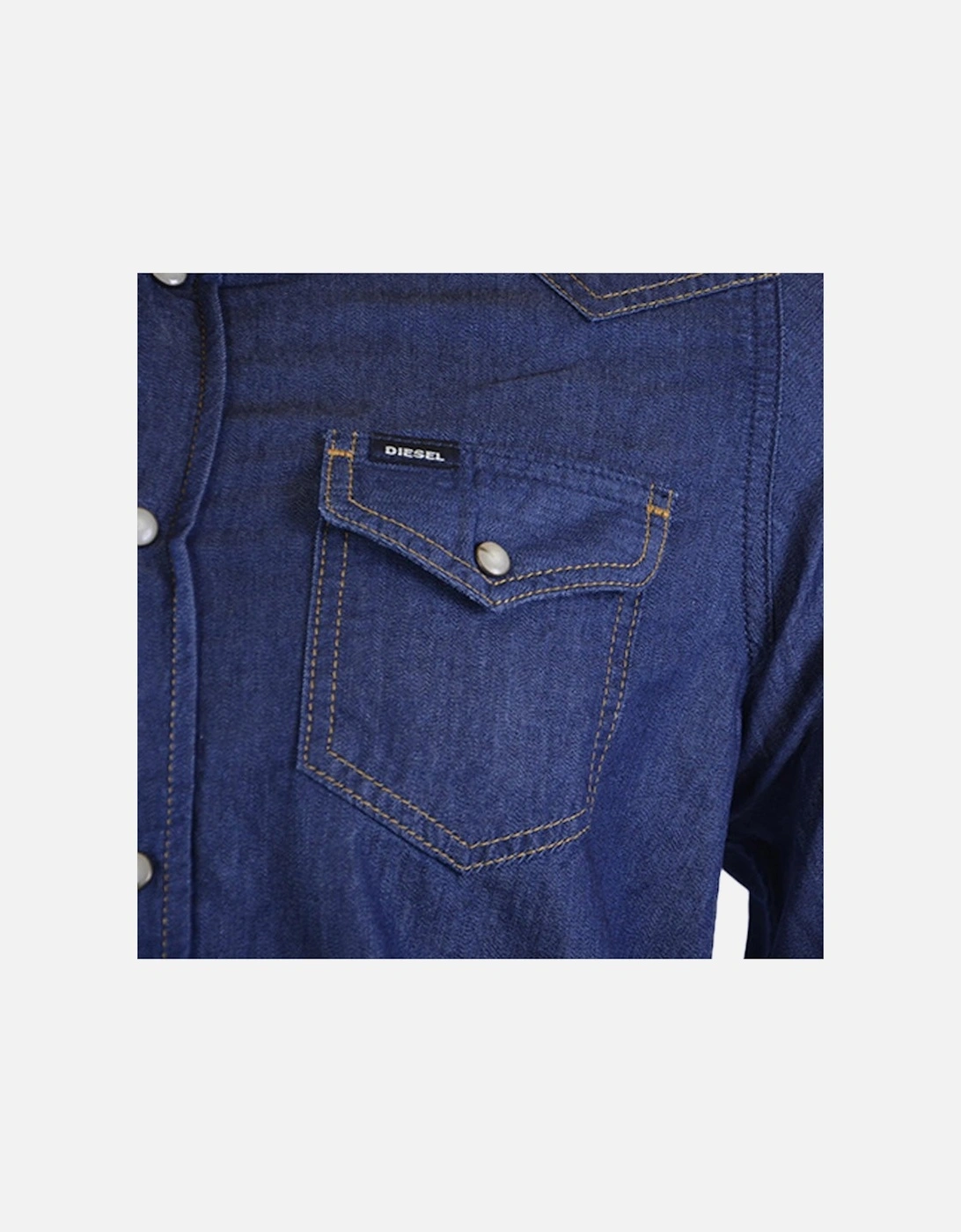 NEW SONORA E 0BAMP Mens Denim Shirt Long Sleeve Casual Plain Blue Shirt