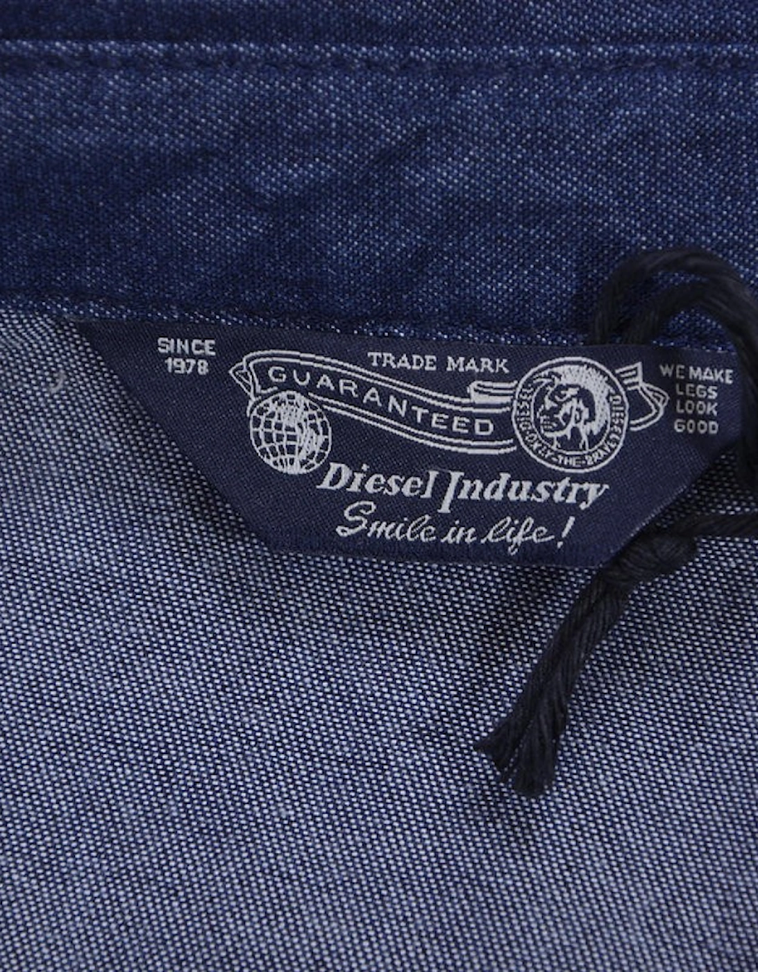 NEW SONORA E 0BAMP Mens Denim Shirt Long Sleeve Casual Plain Blue Shirt