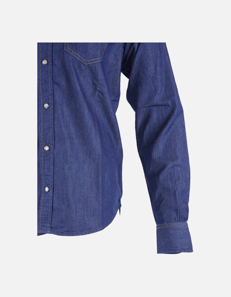 NEW SONORA E 0BAMP Mens Denim Shirt Long Sleeve Casual Plain Blue Shirt
