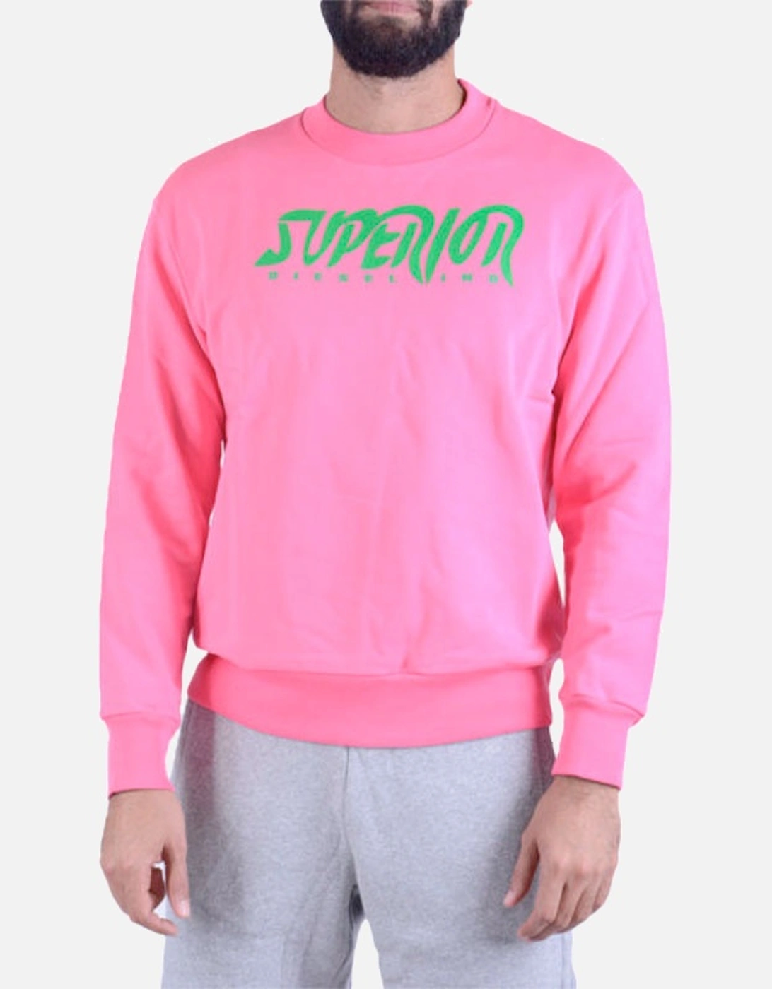Men's DIESEL S BAY SC FELPA Mens Sweatshirt Crew Neck Sweater Pullover Work Casual Top - Pink - Size: S