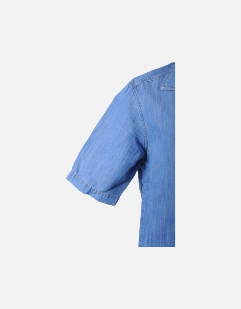 D FLOY 0EASL Mens Denim Shirt Short Sleeve Summer Casual Blue Shirts