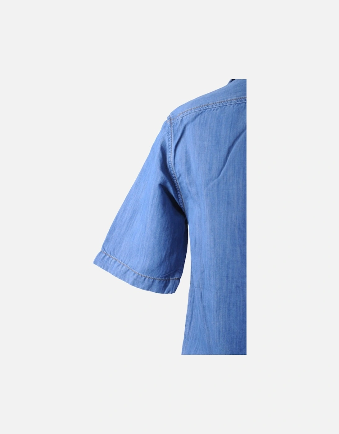 D FLOY 0EASL Mens Denim Shirt Short Sleeve Summer Casual Blue Shirts