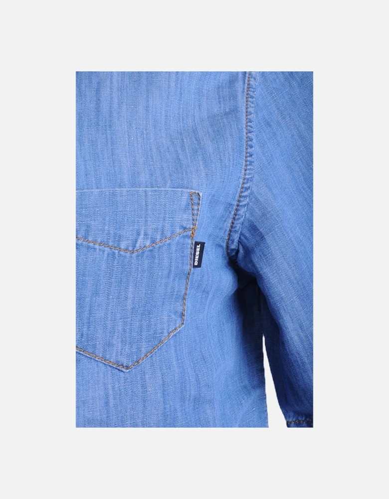 D FLOY 0EASL Mens Denim Shirt Short Sleeve Summer Casual Blue Shirts