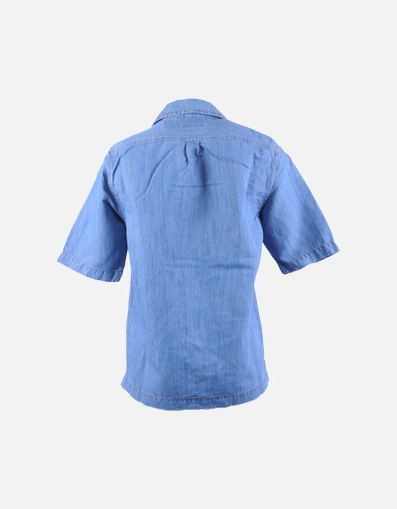 D FLOY 0EASL Mens Denim Shirt Short Sleeve Summer Casual Blue Shirts