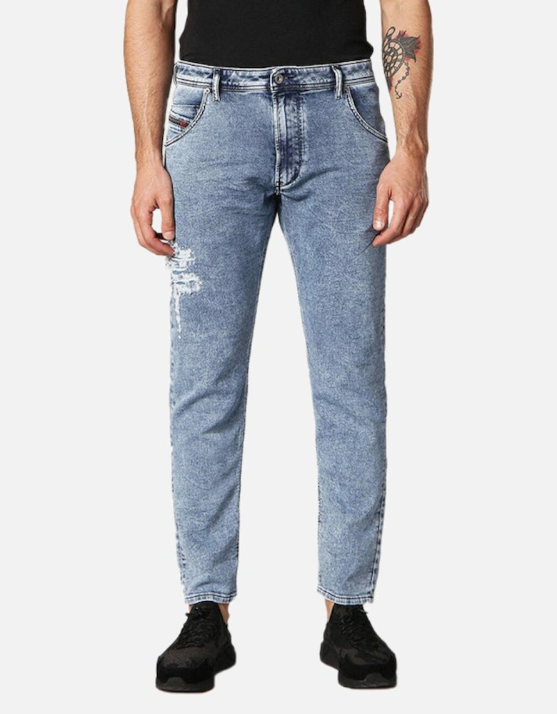 KROOLEY T 084PV Mens Jeans Regular Fit Distressed Sweat Jogg Denim Pants
