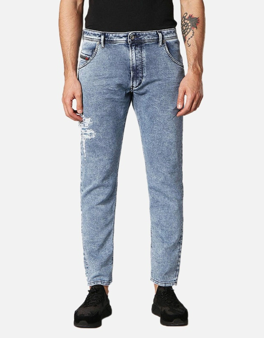 KROOLEY T 084PV Mens Jeans Regular Fit Distressed Sweat Jogg Denim Pants, 5 of 4