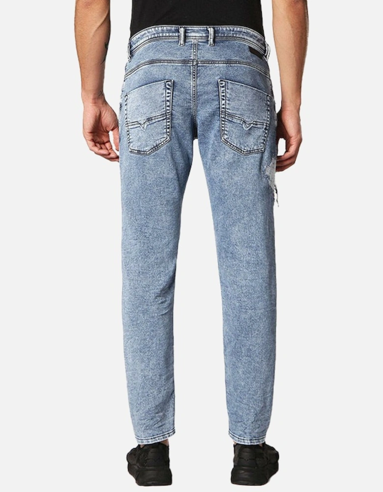 KROOLEY T 084PV Mens Jeans Regular Fit Distressed Sweat Jogg Denim Pants